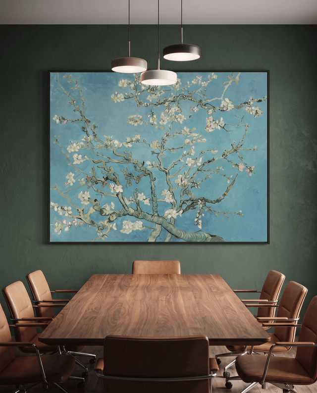 Kunssst akoestisch paneel Akoestisch Paneel 'Amandelbloesem' akoestisch paneel geluidsdemping kunst werk kamer galm muur