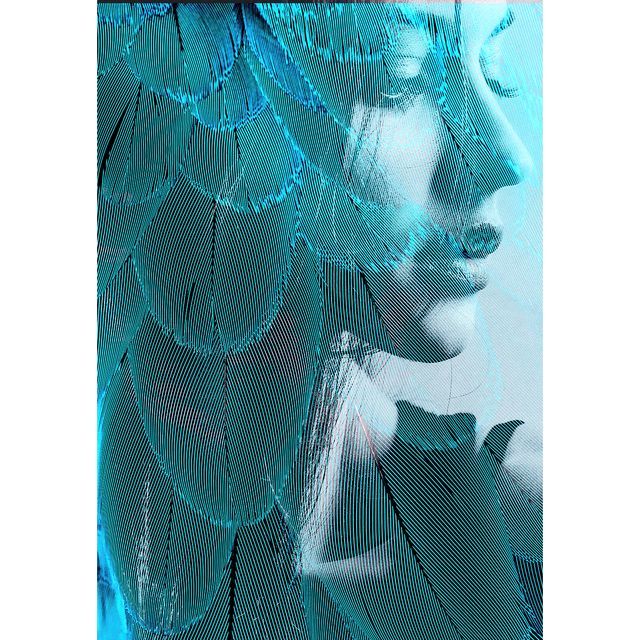 Akoestisch Paneel 'Blue Feathergirl'