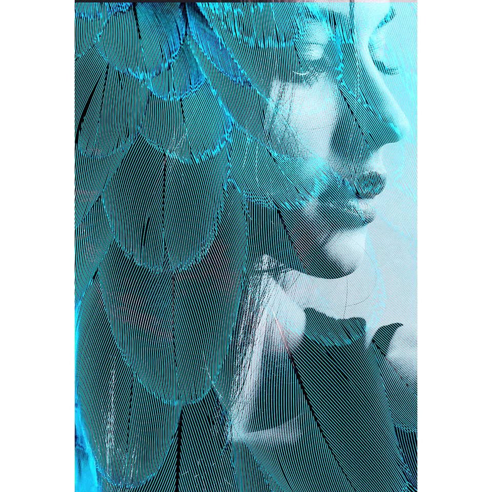 Akoestisch Paneel 'Blue Feathergirl'