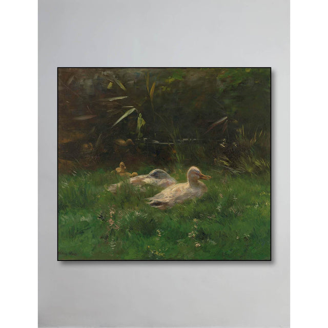 Kunssst akoestisch paneel Akoestisch paneel 'Eenden' akoestisch paneel geluidsdemping kunst werk kamer galm muur