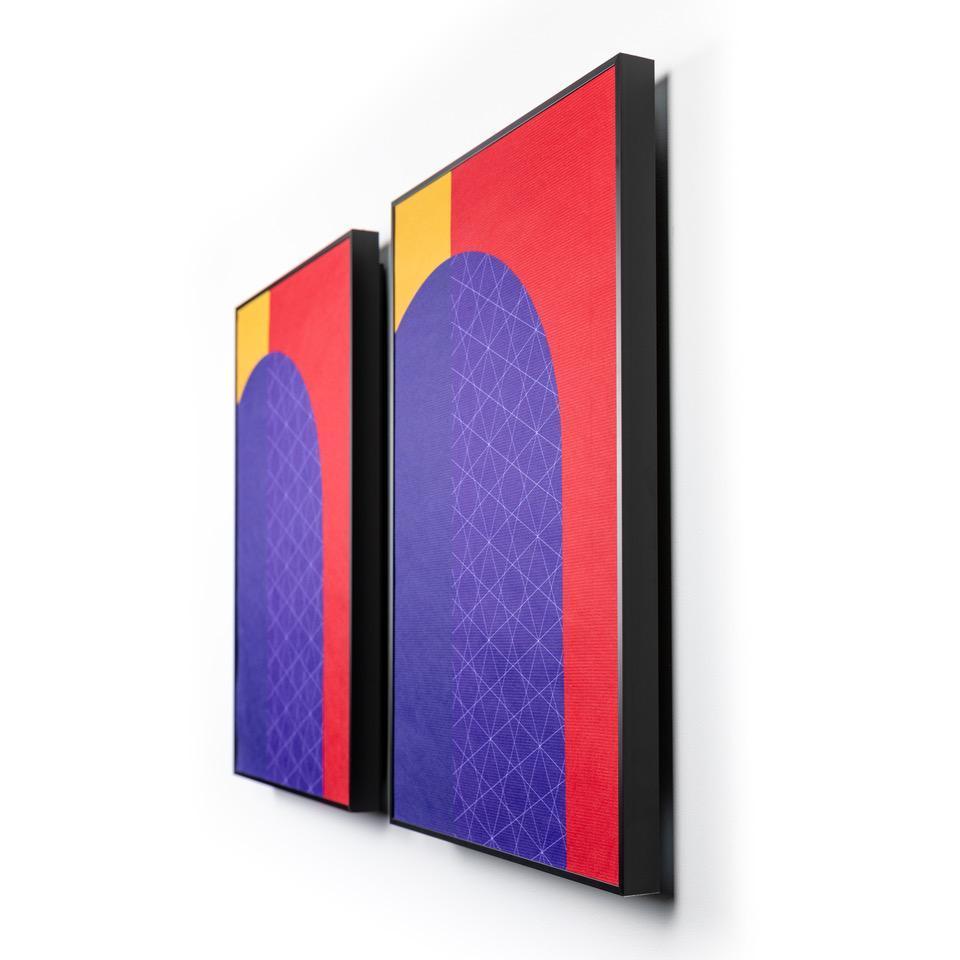 Kunssst akoestisch paneel Akoestisch Paneel 'Gezicht langs vloedlijn' akoestisch paneel geluidsdemping kunst werk kamer galm muur