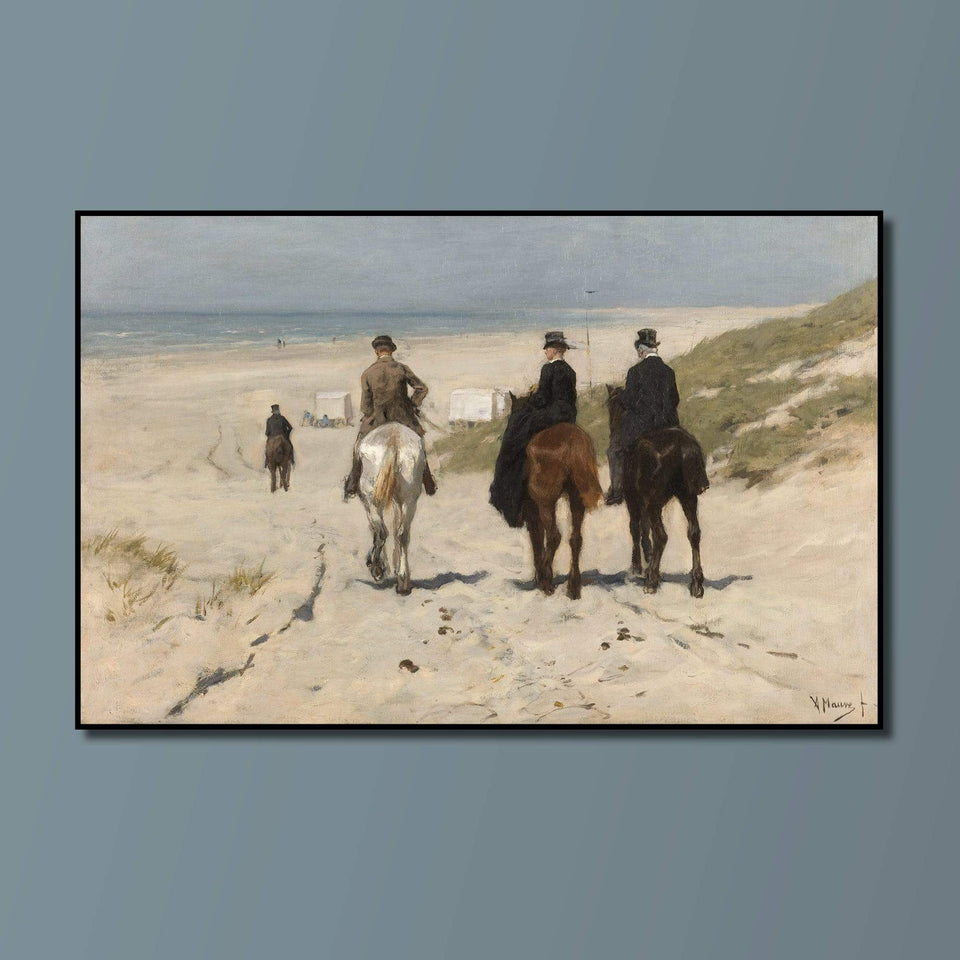 Kunssst akoestisch paneel Akoestisch paneel 'Morgenrit langs het strand' akoestisch paneel geluidsdemping kunst werk kamer galm muur